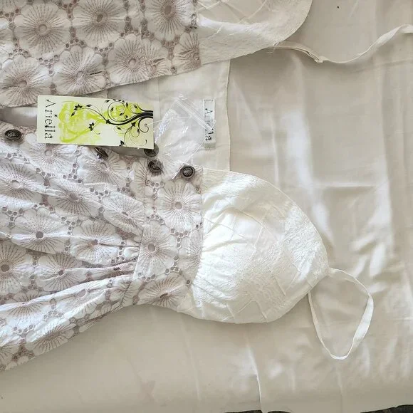 Womens Sundress 4 XS Beige Cotton - Picture 6 of 8